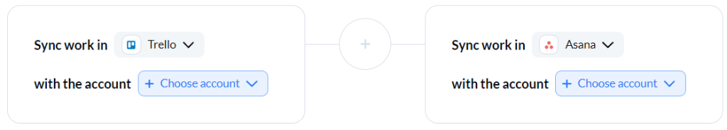 Configuring Asana Trello Integration - Selecting Asana and Trello Account